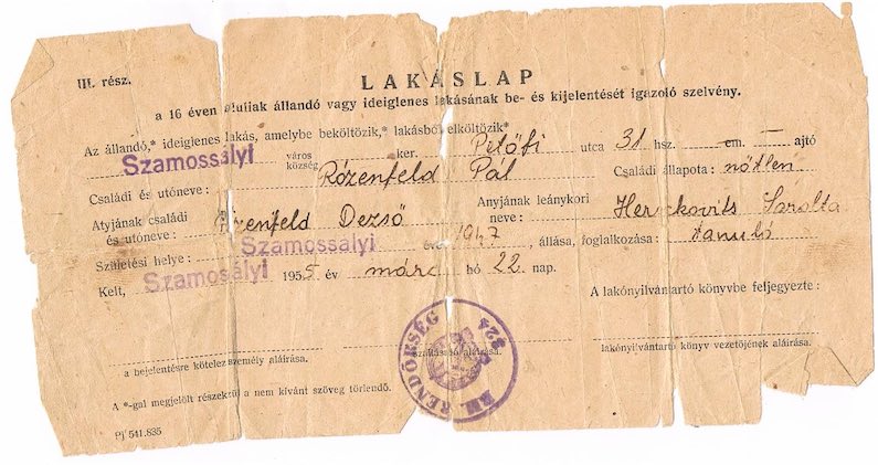 Residence registration document