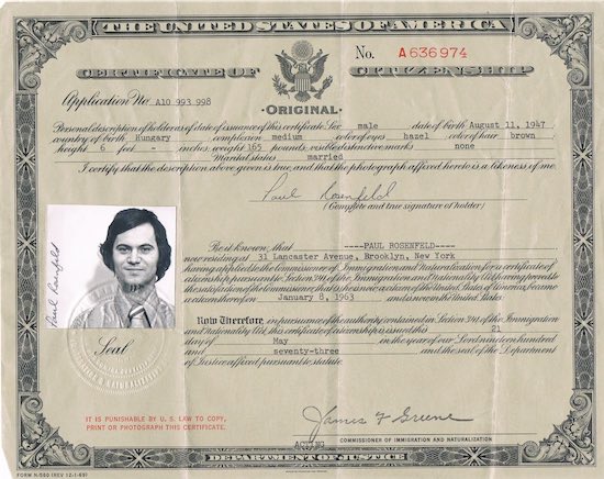 US Citizenship certificate